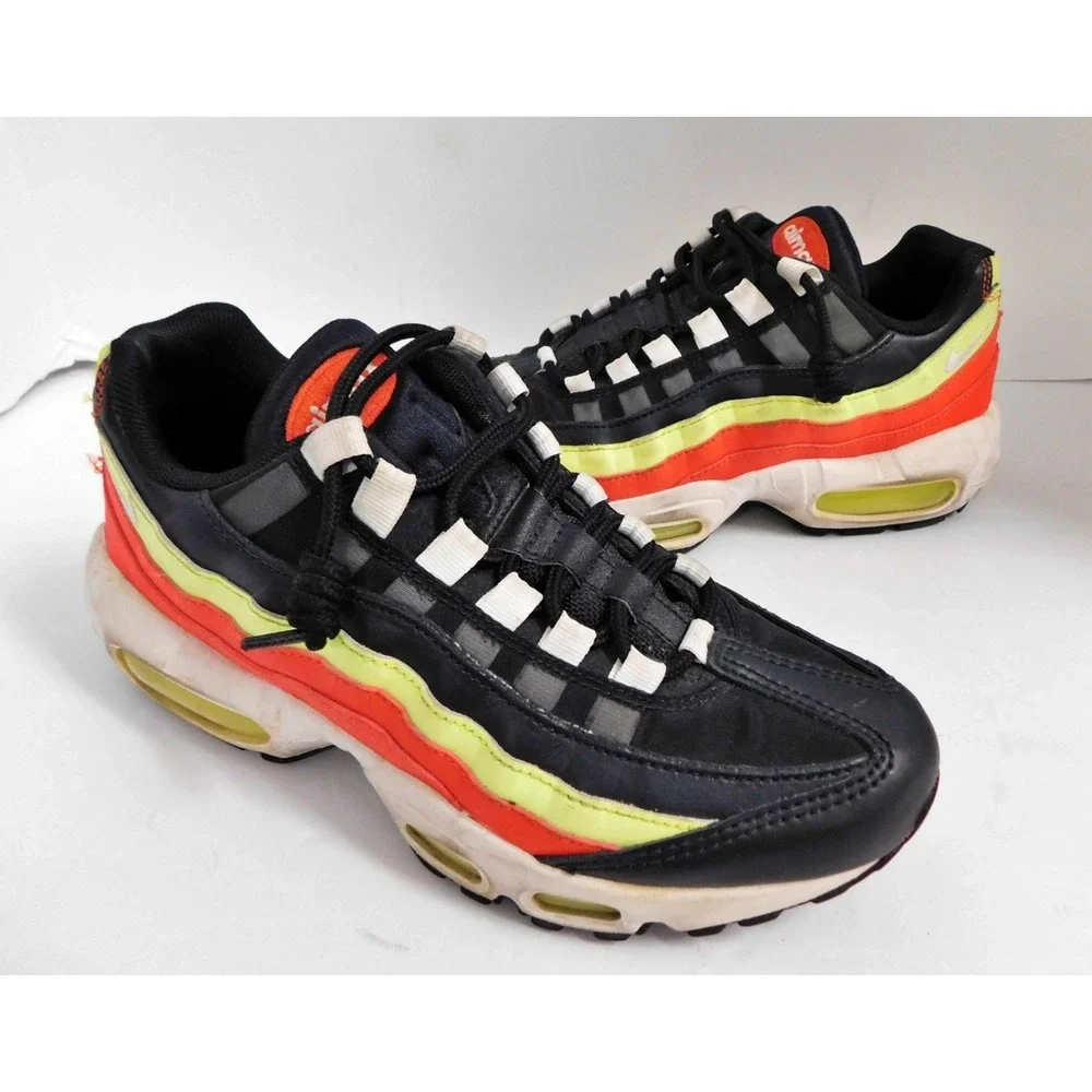 Nike Air Max 95 Black Neon Red Womens Shoes Sneakers 307960-019‎ Size 7
